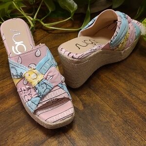 Sugar Harlem Wedge Sandal with knotty bow